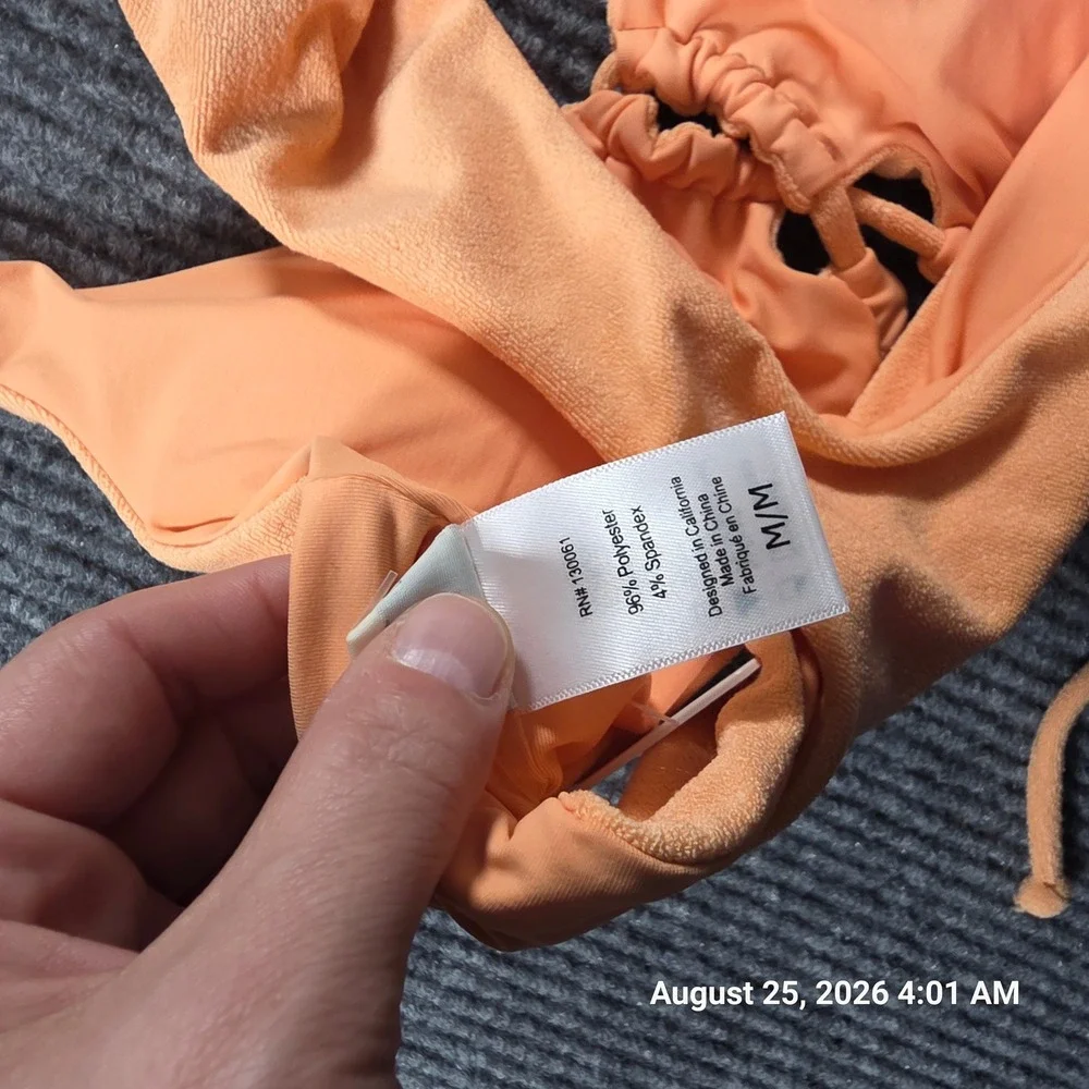 L*Space Dax Bikini Top Orange Lace Up Racerback Swimwear Medium NEW